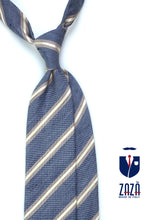 MASSY unlined tailored blue tie in linen/silk